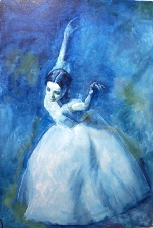 Blue Ballerina Painting Original Art Large Artwork Ballerina Oil on Canvas Painting