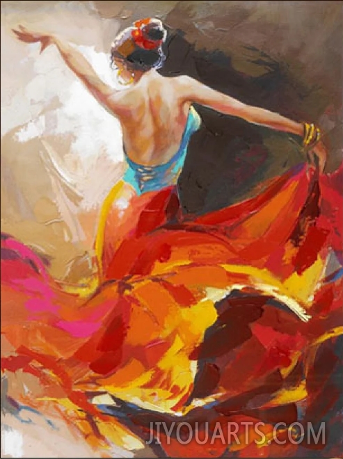 Flamenco dancer painting Dancing Girl Oil Painting Abstract Modern Art Ballerina Abstract painting