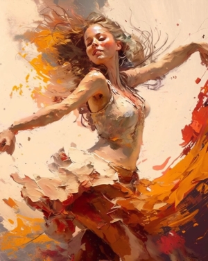 Painting Girl Dancing Belly Oil Paints, Dancing Girl Painting