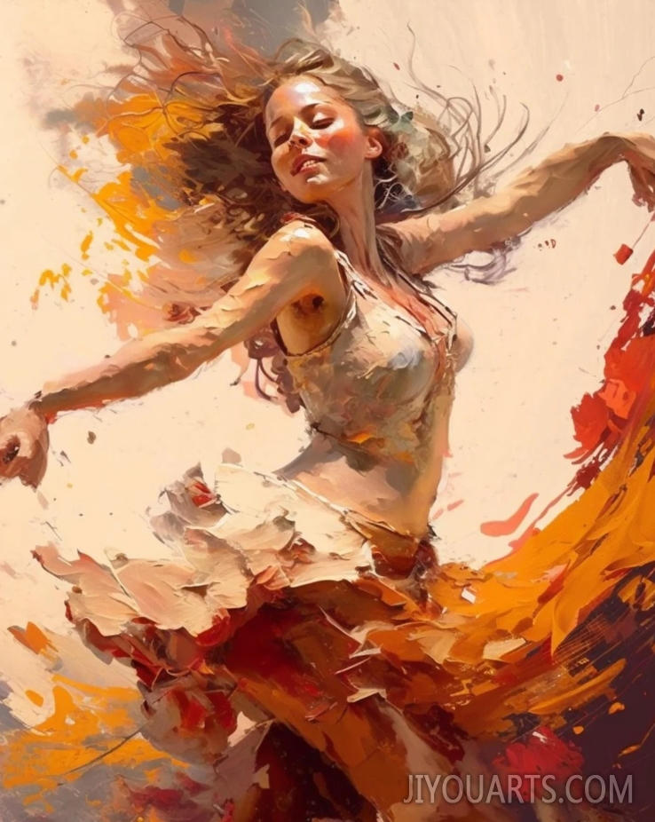 Painting Girl Dancing Belly Oil Paints, Dancing Girl Painting