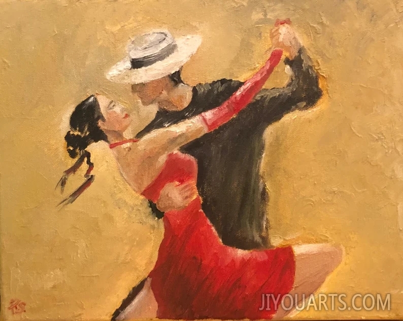 Tango dancers， Flamenco dancers， Original Oil Painting on stretched canvas，The passion dance，Wall Art. Home decor，Art gifts