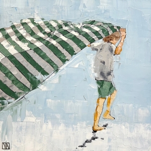 Child on beach Painting, Handmade Oil Painting, Wall art