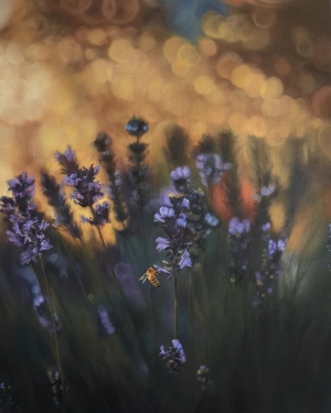 Flower oil painting, Large bee painting on canvas