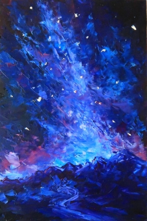 Milky Way Original Painting Galaxy Oil Painting Galaxy Wall Art Space Painting Night Sky Wall Art Stars Home Decor