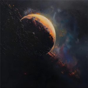 Vintage Colorful Planet In Space Oil Painting Print on Canvas, Galaxy, Colorful Outer Space Art, Astronomy Wall Art, Space Printed Canvas