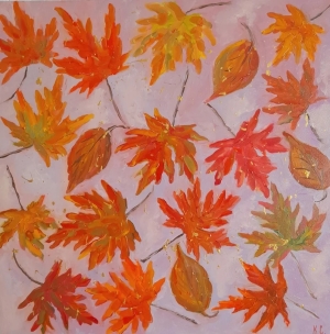 Maple Leaf Wall Art, painting botany leaves, maple leaf oil painting, Autumn Leaves, Fall Leaves, Autumn Decor picture of botanist