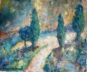 The Afterglow，original impressionist oil painting, Monet style