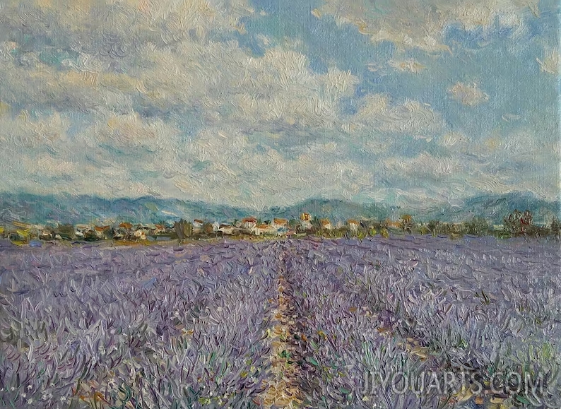 Lavender Field Painting Oil Original,Provence Landscape French Impressionism